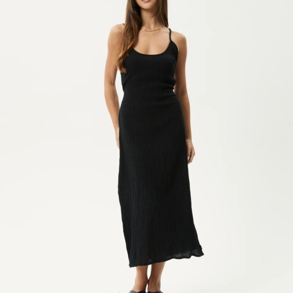 AFENDS Black Rumi Dress, seersucker Dress, Size XL